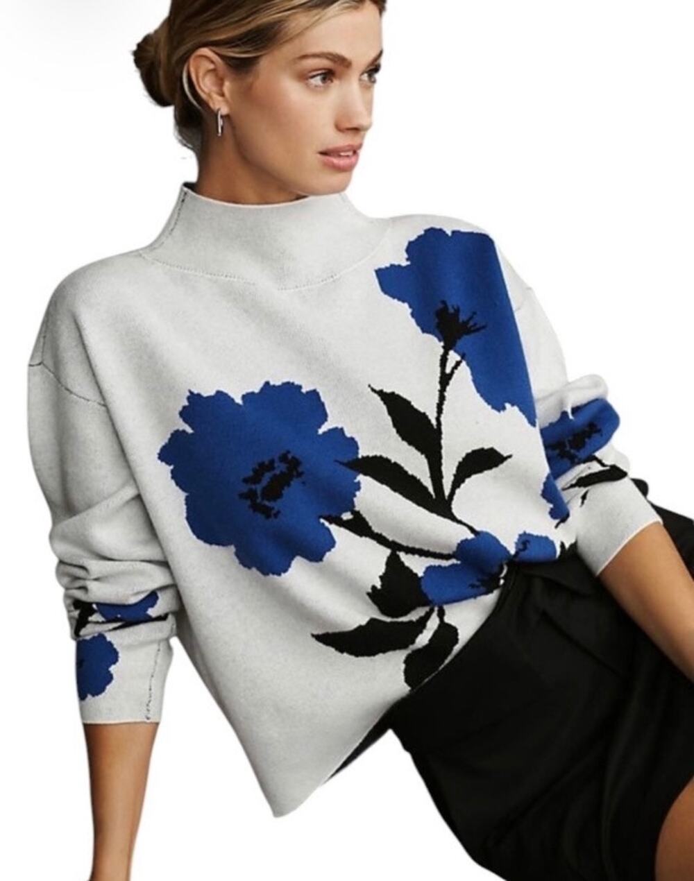 NWOT Anthropologie Maeve The Carys Mock Neck Floral Print Sweater XS